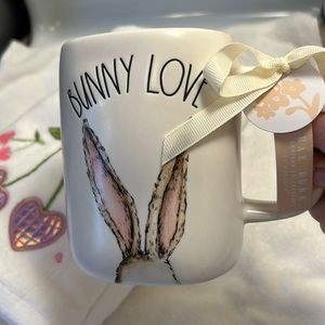 RAE DUNN Cream Bunny Love Mug with Rustic Charm. New